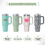 Custom logo 40 oz Vacuum Insulated Cup Travel Mug 40oz Stainless Steel Outdoor Tumbler with Handle and Straw